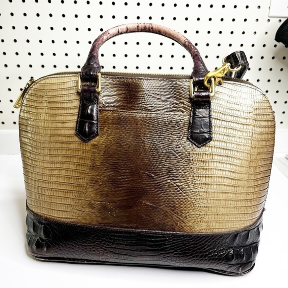 Brahmin | Vivian Sable Pennfield Ombré Pearlescent Leather Satchel Handbag - Picture 2 of 9